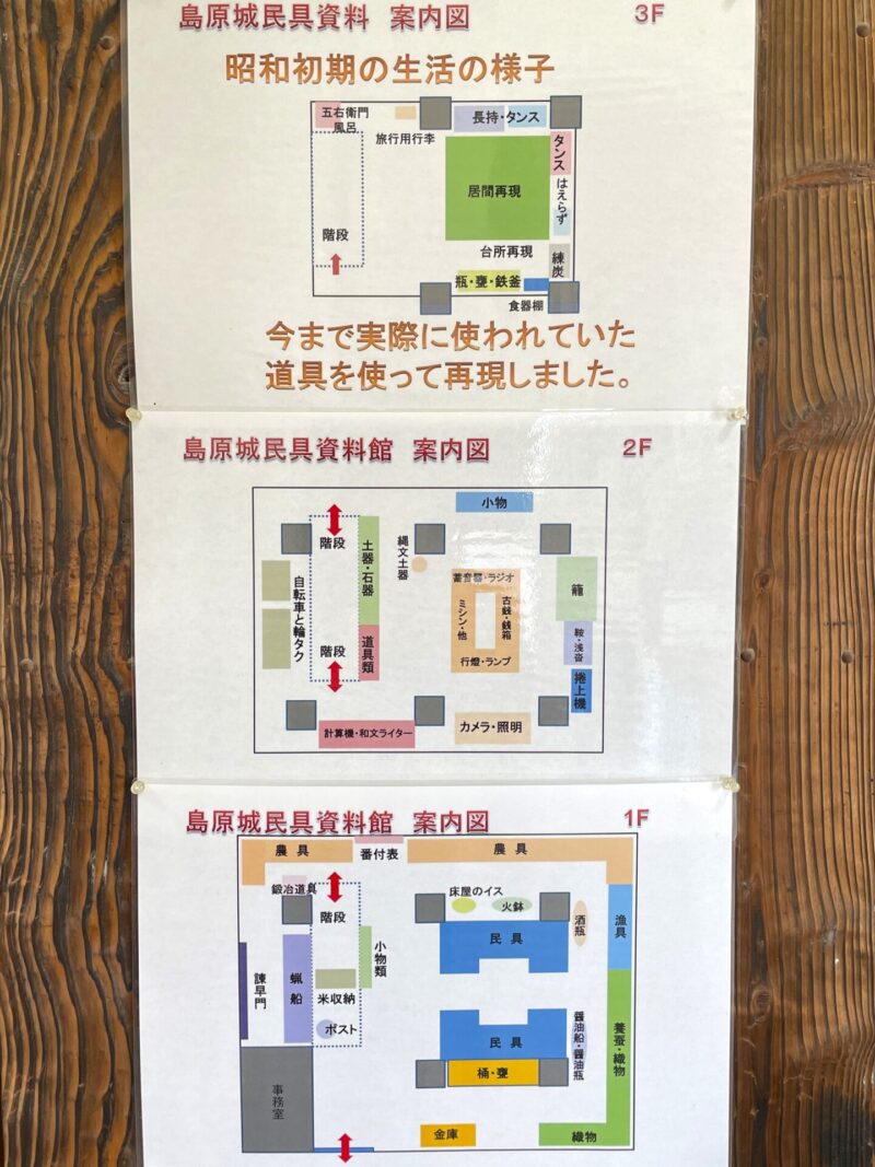 民具資料館（丑寅の櫓）の各階の案内図